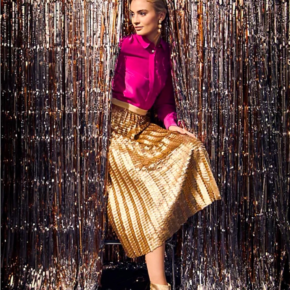 Anthropologie Maeve - Natalia Gold Sequin Skirt Size 6P